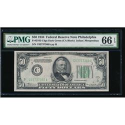 1934 $50 Philadelphia Federal Reserve Note PMG 66EPQ