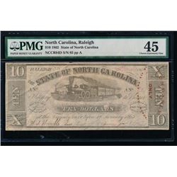 1862 $10 Raleigh NC Obsolete Note PMG 45