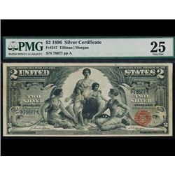 1896 $2 Educational Silver Certificate PMG 25