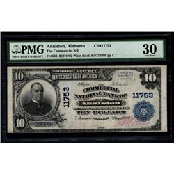 1902 $10 Anniston National Bank Note PMG 30