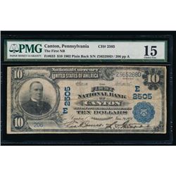 1902 $10 Canton National Bank Note PMG 15