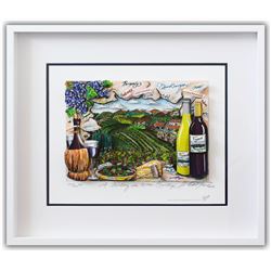 Charles Fazzino- 3D Construction Silkscreen Serigraph "A Tasting in Wine Country"