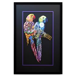 Patricia Govezensky- Original Painting on Laser Cut Steel "Two Parrots VIII"