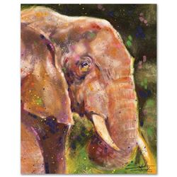 "Elephant" Limited Edition Giclee on Canvas by Stephen Fishwick, Numbered and Signed. This piece com