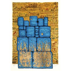 Moshe Castel- Gold Embossed Serigraph  "Hakotel"