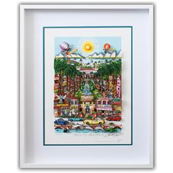 Charles Fazzino- 3D Construction Silkscreen Serigraph "Perfectly Palm Beach"