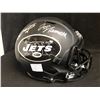 Image 1 : JOE NAMATH & SAM DAROLD DUAL SIGNED RARE ALT MATTE BLACK JETS HELMET (BECKETT COA)
