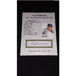 Ted Williams Autograph 8x10 Photo W/COA