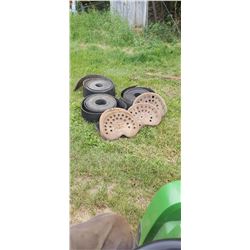 Metal Implement Seats (6) and 3 John Deere Belts