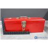 Image 2 : Red Metal Beach Tool Box w/Assorted Tools