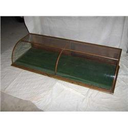 64" curved glass oak showcase