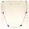 Image 2 : 14k White Gold 19.72 ctw 18 Station Oval Amethyst by the Yard 38" Chain Necklace