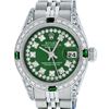 Image 2 : Rolex Ladies Stainless Steel 26MM Green Diamond Lugs Datejust Wristwatch