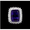 Image 2 : 14KT White Gold GIA Certified 27.79 ctw Tanzanite and Diamond Ring