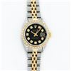 Image 2 : Rolex Ladies 2 Tone Yellow Gold Black Diamond Lugs Datejust Wristwatch