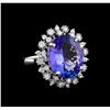 Image 1 : 9.88 ctw Tanzanite and Diamond Ring - 14KT White Gold