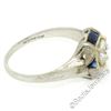Image 8 : Antique Art Deco 18kt White Gold 0.65 ctw European Diamond and Sapphire Ring