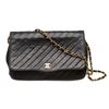 Image 4 : Chanel Black Calfskin Leather Vintage Diagonal Quilted Flap Shoulder Bag