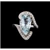 Image 2 : 4.46 ctw Aquamarine and Diamond Ring - 14KT White Gold
