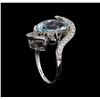 Image 4 : 4.46 ctw Aquamarine and Diamond Ring - 14KT White Gold