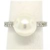 Image 4 : 14k White Gold 10.6mm Akoya Pearl Ring w/ 0.54 ctw F VS Round Diamond Accents