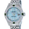 Image 1 : Rolex Ladies Stainless Steel Sky Blue Diamond & Emerald Datejust Wristwatch