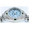 Image 5 : Rolex Ladies Stainless Steel Sky Blue Diamond & Emerald Datejust Wristwatch