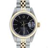 Image 1 : Rolex Ladies 2 Tone Yellow Gold Gold Black Tapestry Fluted Bezel Datejust Wristw