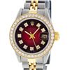 Image 1 : Rolex Ladies 2 Tone Yellow Gold Red Vignette VS Diamond Datejust Wristwatch