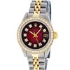 Image 2 : Rolex Ladies 2 Tone Yellow Gold Red Vignette VS Diamond Datejust Wristwatch