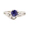 Image 2 : 0.92 ctw Blue Sapphire and Diamond Ring - 14KT White Gold