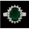 Image 2 : 3.27 ctw Emerald and Diamond Ring - 14KT White Gold