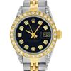 Rolex Ladies 2 Tone Yellow Gold Black Diamond Lugs Datejust Wristwatch