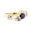 1.40 ctw Blue Sapphire And Diamond Ring - 14KT Yellow Gold