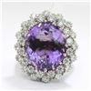Image 5 : 12.15 ctw Amethyst and Diamond Ring - 14KT White Gold