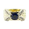 Image 2 : 1.41 ctw Round Brilliant Blue Sapphire And Diamond Ring - 18KT Yellow And White
