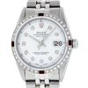 Image 1 : Rolex Mens Stainless Steel White Diamond & Ruby 36MM Datejust Wristwatch
