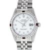 Image 2 : Rolex Mens Stainless Steel White Diamond & Ruby 36MM Datejust Wristwatch