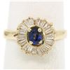 Image 2 : 14kt Yellow Gold 1.00 ctw Sapphire Ring w/ Baguette Diamond Ballerina Halo Ring