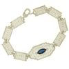 Image 1 : 10k White Gold Filigree Link Bracelet w/ Marquise Sim Sapphire