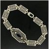 Image 8 : 10k White Gold Filigree Link Bracelet w/ Marquise Sim Sapphire