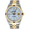 Image 2 : Rolex Mens 2 Tone 14K Mother Of Pearl Diamond & Ruby Datejust Wristwatch