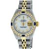 Image 2 : Rolex Ladies 2 Tone Yellow Gold MOP Diamond & Sapphire Datejust Wristwatch