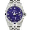 Image 2 : Rolex Mens Stainless Steel Purple Roman Diamond & Sapphire Datejust Wristwatch