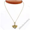 Image 2 : Antique Art Nouveau 14kt Yellow Gold Natural Pearl and Sapphire Tulip Pendant Ne