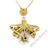 Image 5 : Antique Art Nouveau 14kt Yellow Gold Natural Pearl and Sapphire Tulip Pendant Ne