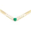 Image 2 : 1.00 ctw Emerald And Diamond Necklace - 14KT Yellow Gold