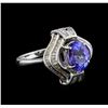 2.73 ctw Tanzanite and Diamond Ring - 18KT White Gold