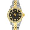 Image 2 : Rolex Ladies 2 Tone Yellow Gold Black Diamond Lugs Datejust Wristwatch