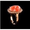 Image 4 : 8.10 ctw Coral and Diamond Ring - 14KT Rose Gold